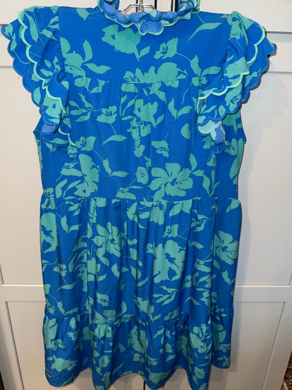 Umgee Blue Floral Ruffle Tiered Dress |Size Medium |Boho Beachy Flowy 💙🩵 - Picture 2 of 5